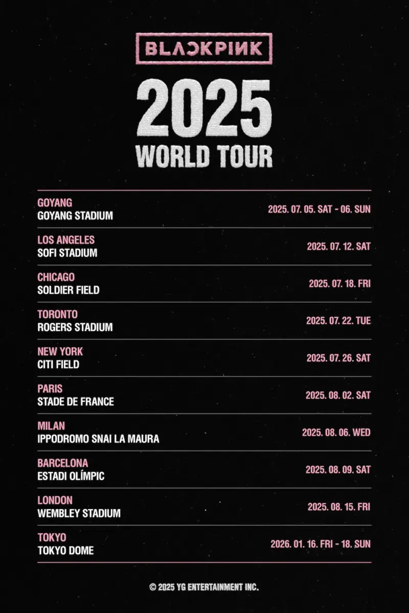 BLACKPINK ワールドツアー 2025 / 2026 DEADLINE ツアー日程