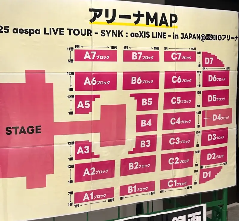 名古屋・IGアリーナ 確定 座席表（aespa SYNK : aeXIS LINE）